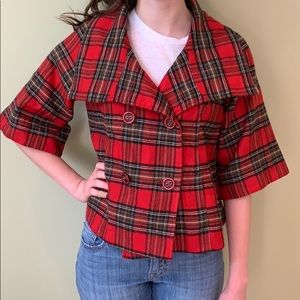 Aqua Stewart Plaid Cropped Jacket